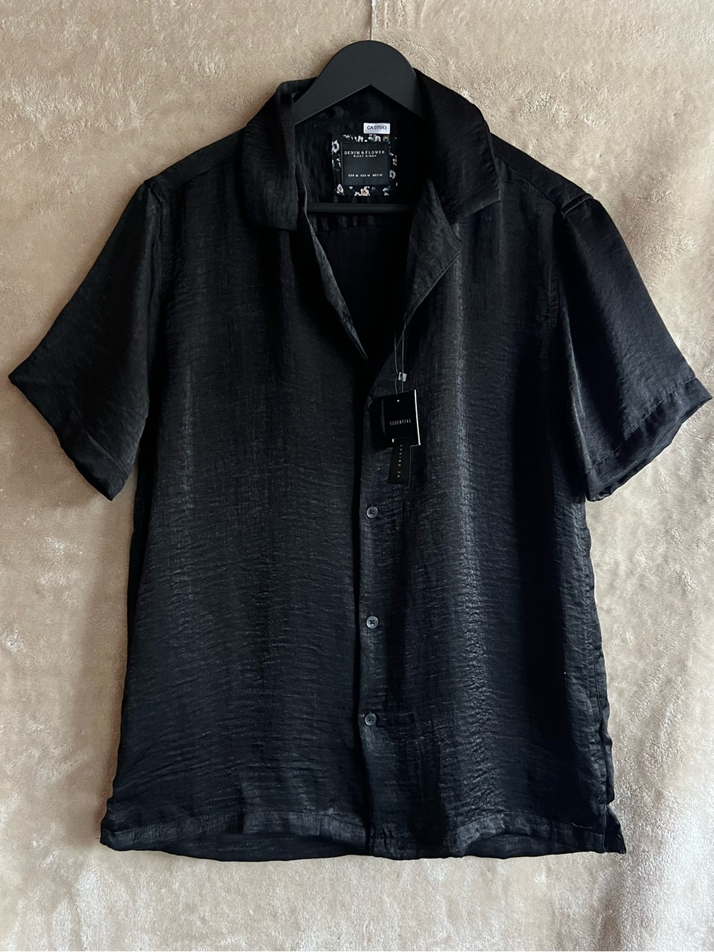 Denim & Flower Ricky Singh Black Camp Collar Short Sleeve Shirt NWT M Relaxed